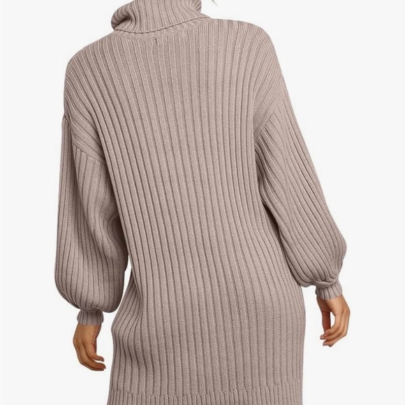 ANRABESS Women Oversized Mauve Turtleneck Sweater Dress. Size medium. - Picture 2 of 11